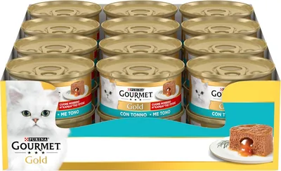 Cibo Umido Gourmet Gold Heart per Gatti Adulti con Tonno - 24 Confezioni da 85 g