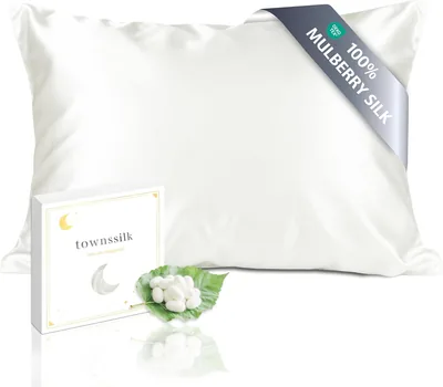 Townsilk Housse de Couette en Soie, 100% Naturel de Mulberry 19 Momme, Doublée en Soie, Certifiée Oeko-Tex, Bénéfiques pour les Cheveux et la Peau, Hypoallergénique - 5% Off