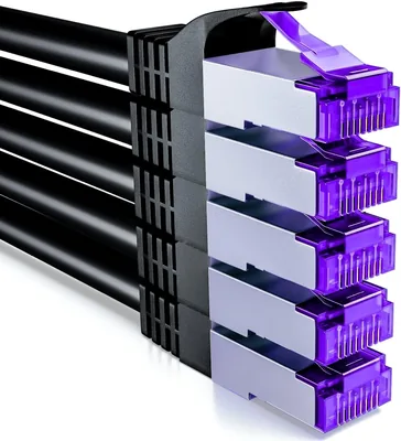 deleyCON 5 x 1 m Cat7 Netzwerkkabel, 10 Gigabit, RJ45 Patch Ethernet-Kabel, Kupfer, SFTP PiMF-Schirmung, LAN, DSL für Switch - Best Deal
