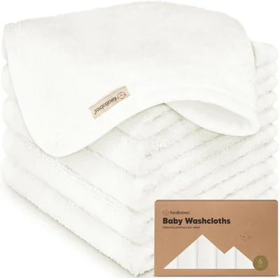 6er-Pack Babywaschlappen aus Bambus für Babys, Kinder, weich und saugfähig (Weiß) | Badetücher für Neugeborene