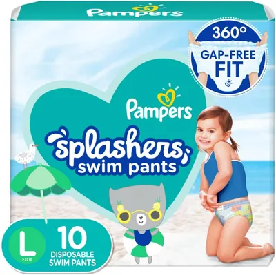 Pampers Splashers Pañales de Natación Talla L, 10 unidades, para Bebés de Más de 14 kg - Mejor Precio