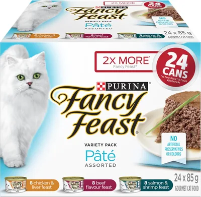 Fancy Feast Wet Cat Food Variety Pack 3 Flavours - 24 x 85g Cans Best Deal