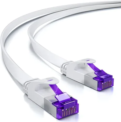 DeleyCON 3m Płaski Kabel Sieciowy CAT7 (Cat 7, 10 Gbit/s) Gigabit LAN - RJ45 Ethernet Patchkabel