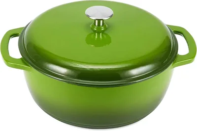 Amazon Basics Enameled Cast Iron Dutch Oven, 4L, Green - Best Deal