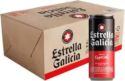 Estrella Galicia - Cerveza Lager Especial, 24 latas x 33 cl | Malta de Pilsen y Roasted, Nugget y Perle Lúpulos, Final Amargo, Hell. Mejor Oferta