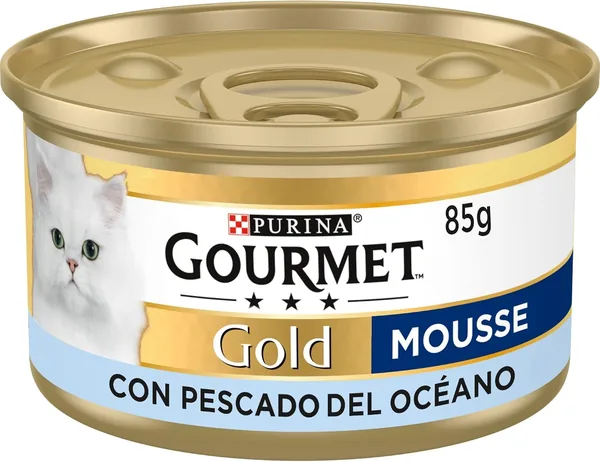 GOURMET Gold Mousse Adult Wet Cat Food, Ocean Fish Mousse, Pack of 24 85g Cans