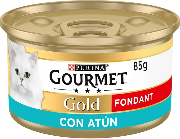Comida húmeda para gatos Gourmet Gold Fondant, Atún Mousse con Salsa - Pack de 24 latas de 85g - Mejor Oferta