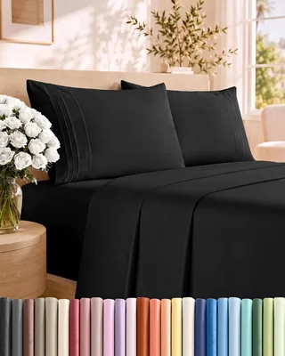Black Queen Size Sheet Set - Cooling Breathable Sheets