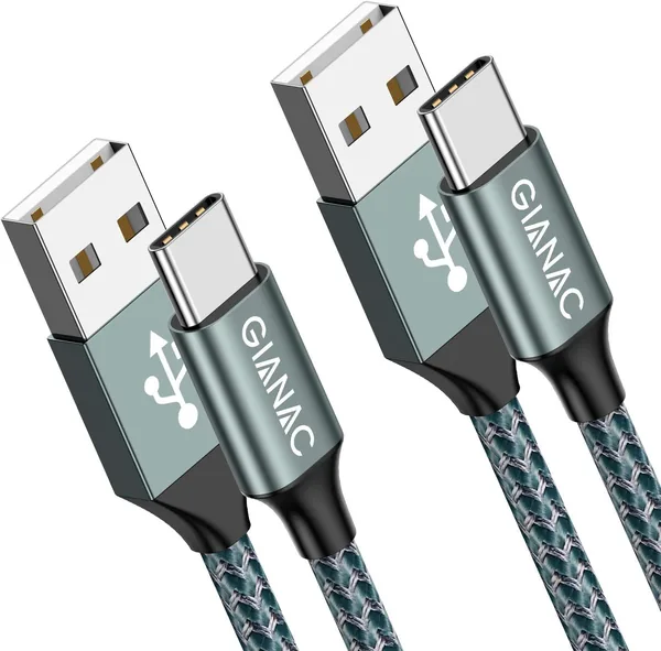 GIANAC USB C Kabel, [2 Stuk 1m] Snelle Ladende USB C Kabel 3.1A, Gebraide Gegevenskabel USB C naar USB A voor Samsung S20 S10 PlayStation