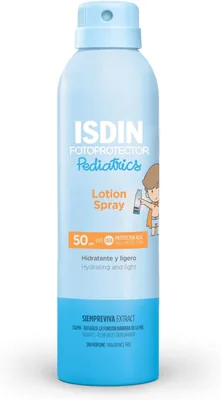 ISDIN Photoprotección Lotion Spray Pediátrica SPF 50, Protector Solar Corporal para Niños y Bebés, Muy Resistente al Agua