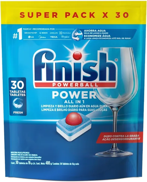 Finish Powerball Detergente para Lava Louças em Tabletes 30 unidades - 10% de Desconto