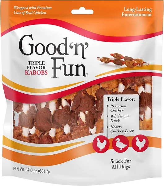 Good n Fun Triple Flavor Kabobs Chews for All Dogs, 24 Ounces