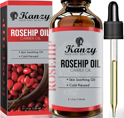 Aceite de Rosa Silvestre Kanzy 120ml - Aceite Frío Presionado No Refinado para Cicatrices y Estiramiento, Usado como Hidratante para Cuerpo y Piel