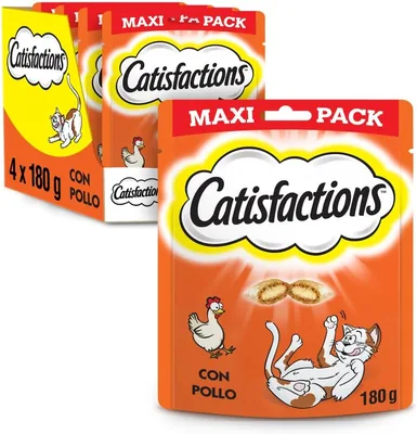 CATISFACTIONS Maxi Récompenses pour Chats et Chatonnes, 4 Sachets de 180 g - 28% de réduction