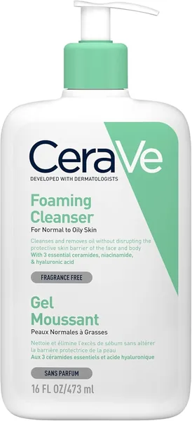Facial Cleansing Foam 473 ml with Ceramides, Niacinamide and Hyaluronic Acid - Hypoallergenic and Fragrance Free for Clean and Hydrated Skin