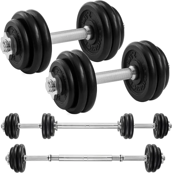 SONGMICS Gewichtsset, Gietijzeren Gewichten, Verstelbare Gewichtsset met Verbindingsbuis, voor Mannen en Vrouwen Fitness Training