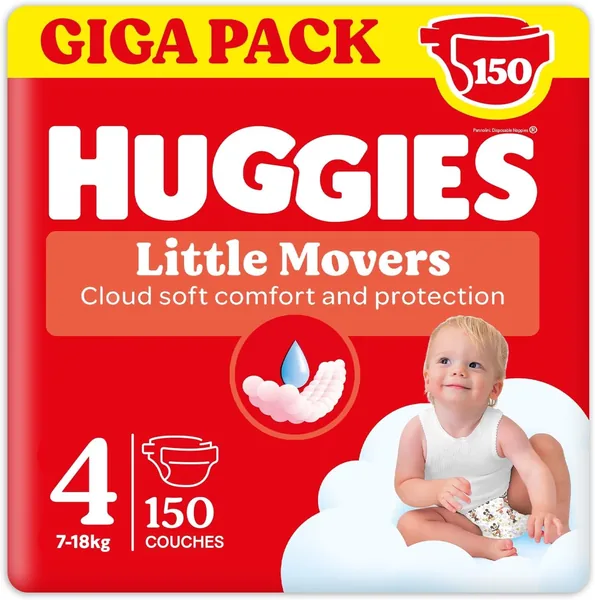 Huggies Little Movers Pañales con Diseños de Disney Talla 4 (7-18 kg), Confort para la Piel 24/7, 3 Paquetes de 50, Total 150 Pañales - 28% De Descuento