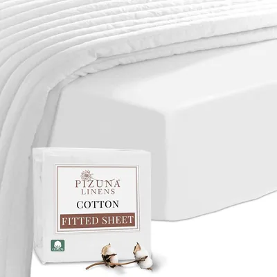 Pizuna Super King Fitted Sheet 200x200 White 400 Thread Count