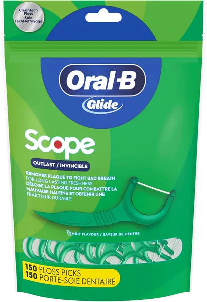 Oral-B Glide Complete with Scope Outlast Mint Flavour Floss Picks, 150 Count