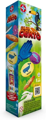 Jogo Diverso Tapa Certo, Estrela, Multicor | Para 5 Anos ou Mais, Com Mãozinhas, Cartas Redondas e Tema de Animais