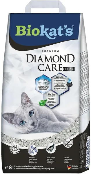 Biokat's Diamond Care Classic Unscented Fine Cat Litter with Activated Carbon and Aloe Vera