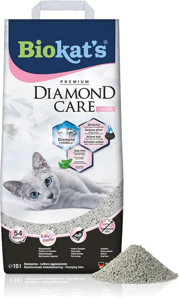 Biokat's Diamond Care Fresh Fragrance Fine Sand with Activated Charcoal and Aloe Vera 1 Bag (1 x 10 L)