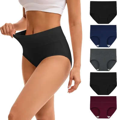 INNERSY Women's High Waisted Cotton Panties 5-Pack Best Deal
