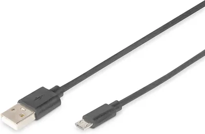 DIGITUS USB 2.0 Kabel - 1.8 m - USB-A naar Micro B Type - 480 Mbps - Verbindingskabel voor Computers, Laptops, Hubs en Smartphones