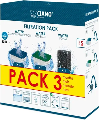 CIANO - Cartouches de filtre de remplacement pour aquarium - Crystal Water S - 3 mois