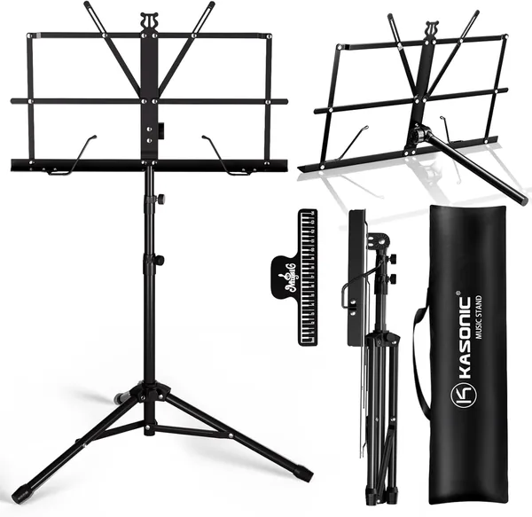 K KASONIC 19% de réduction - Support musical portable 2 en 1 avec sac de transport - Noir