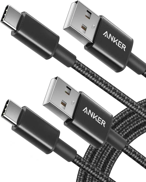 Anker USB-C/USB-A Cable [Pack of 2] 1.8 m Nylon Type C Charging Cable for Samsung Galaxy S10 S9 S8 Plus, Note 9 8, LG G5 G6 V20, HTC 10 U11, Huawei Honor, P20 Lite P10 P9, Mate9 10