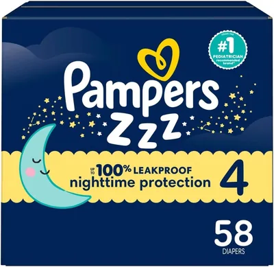 Pampers Swaddlers Overnights Diapers Size 4, 58 Count - Super Pack 41% Off