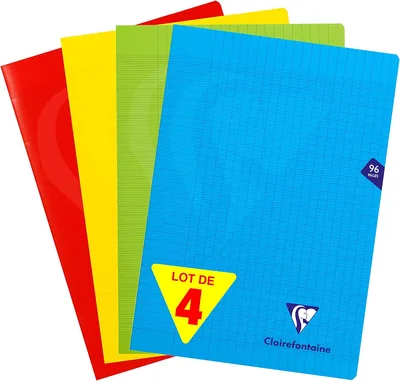 Ensemble de 4 carnets Clairefontaine A4 21 x 29.7 cm - 96 pages - Grilles larges