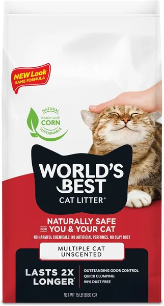 WORLD'S BEST CAT LITTER Multiple Cat Unscented 15-Pounds