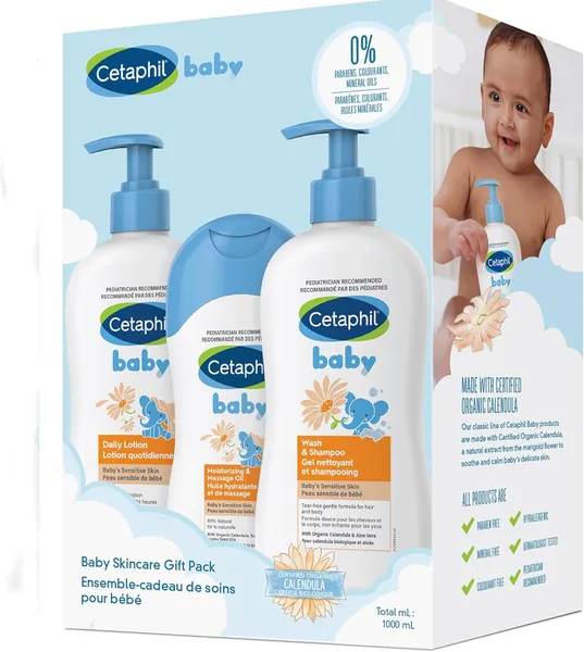Cetaphil Baby Gift Pack - Baby Skincare Essentials - Paraben, Colourant and Mineral Oil Free, 3 Count