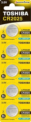 Pilas de Litio CR2025 Toshiba (Paquete con 5 unidades) | Sin Mercurio, Empaque Resistente