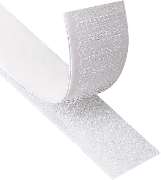 Blooven Hook and Loop Strip Tape 8 Meter Self Adhesive Sticky Back Fastening Tape 20 mm Wide (20 mm x 8 m, White)