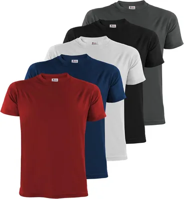 Camiseta Hombre Alpidex S-5XL Paquete de 5 Manga Corta 100% Algodón | 175 g/m2, Manga Corta, Ajuste Regular, OEKO-TEX, Transpirable