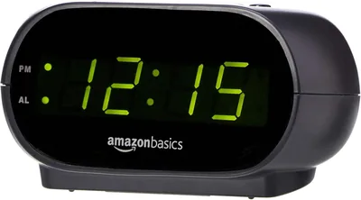 Basics Small Digital Oval Alarm Clock - LED Display, Nightlight & Battery Backup, Black Best Deal