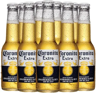 Cerveza Clara Coronita Extra tipo Pilsener, 24 botellas de 210 ml