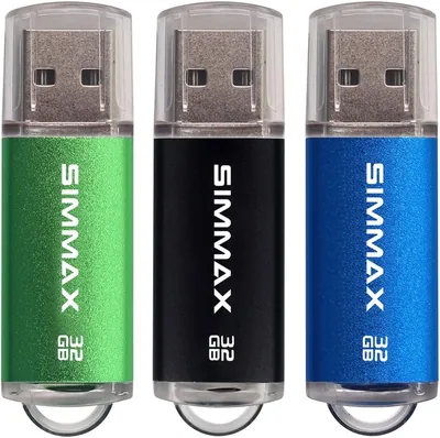 SIMMAX 32GB USB 32GB Flash Drives (Green/Black/Blue)