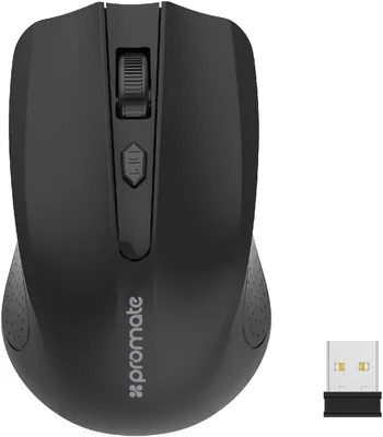 ماوس لاسلكي Promate 2.4G، ماوس بصري محمول مع مستقبل USB نانو، مسافة عمل 10 أمتار، وظيفة النوم التلقائي