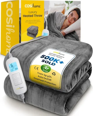 Cosi Home Grey Heated Throw Blanket - 160x130cm