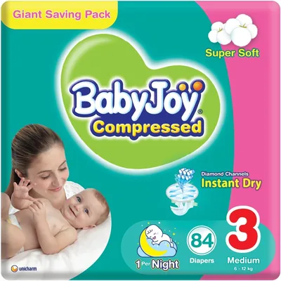 BabyJoy Diaper Size 3 Medium 6-12kg Giant Pack 84pcs - 32% Off