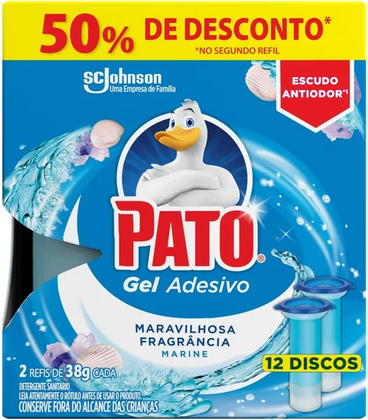 Desodorizador Sanitário Pato Gel Adesivo 2 Refis Marine - Melhor Preço