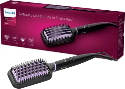 Philips Heated Straightening Brush BHH880/00 | Wire Alignment | Less Frizz | Overheat Protection