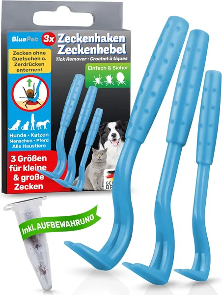 Bluepet Tick Lever Set (3 Sizes) Tick Remover for Dog, Cat & Horse