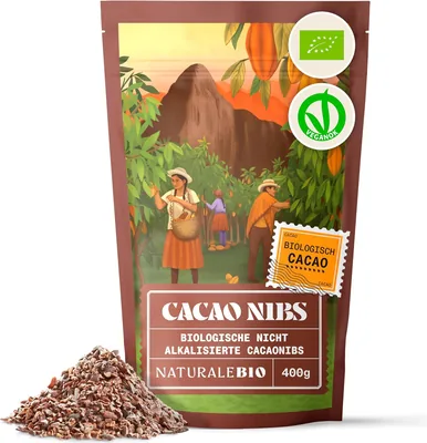 Cacao cru biologique NaturaleBio Theobroma 400 g - Nibs bruts organiques naturels