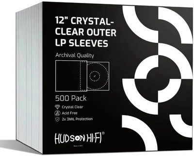 Hudson Hi-Fi Vinyl Record Sleeves 500-Pack - Protect Your LPs