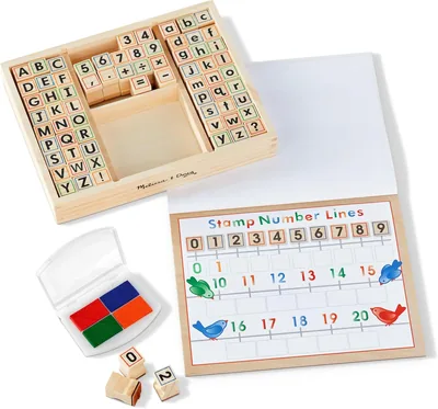 Melissa and Doug ABCs & 123s Wooden Stamp Set